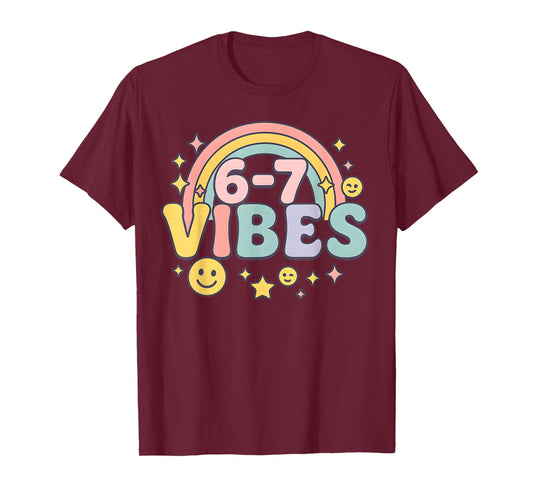 67 for Girls Retro Rainbow 70s Groovy Kids Women's Six Seven T-Shirt