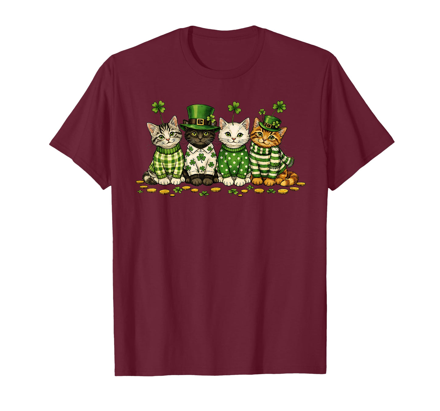 St Patricks Day Cats Saint Paddys Kitten Men Women Kids T-Shirt