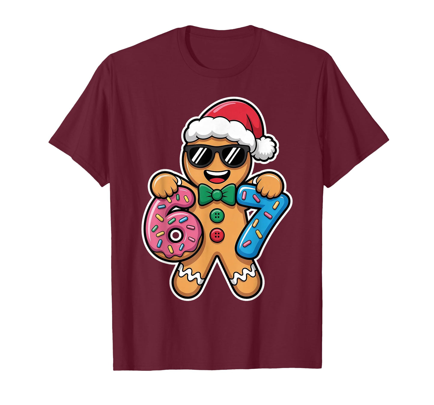 67 Funny Christmas Boys Kids Xmas Six Seven Gingerbread 6 7 T-Shirt