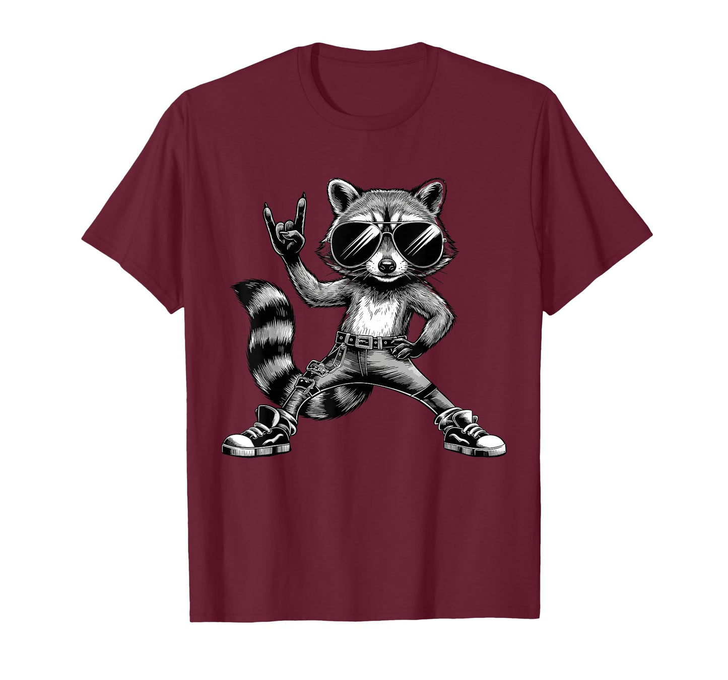 Retro Raccoon Rock Music Men Kids Women T-Shirt