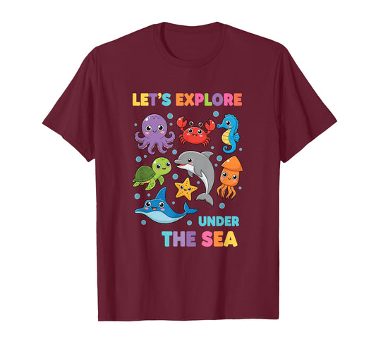 Teacher Let's Explore Under The Sea, Ocean Classroom BackTo T-Shirt