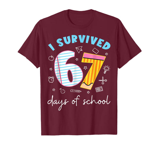 I Survived 67 Days of School Funny Meme Teacher Student T-Shirt