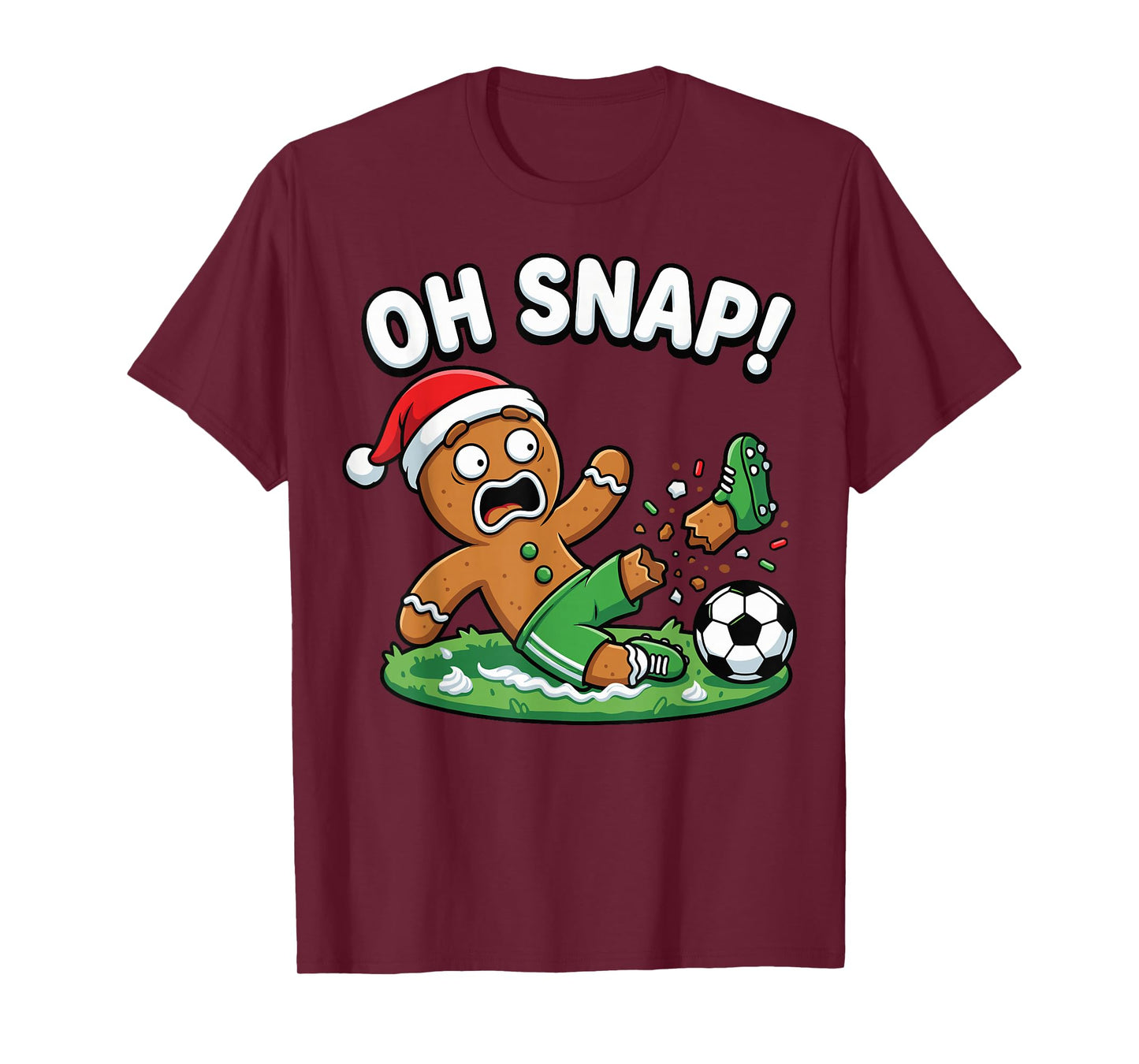 Oh Snap Gingerbread Soccer Kick Funny T-Shirt