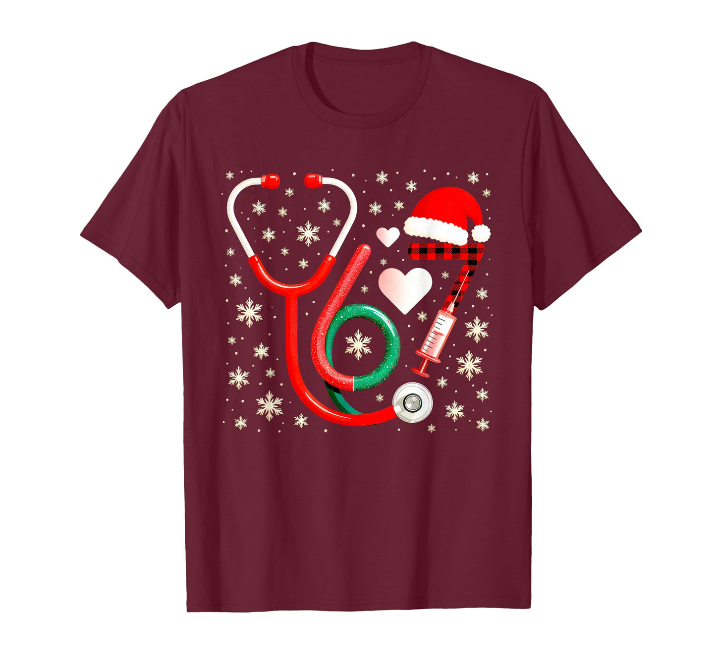 Funny 67 Meme Nurse Six Seven Nursing Festive Christmas T-Shirt