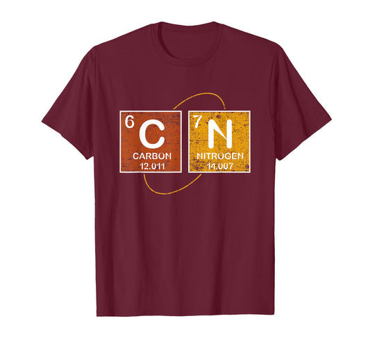 Retro Funny 6 7 Carbon Nitrogen Periodic Science Six Seven T-Shirt