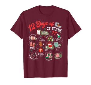 12 Days of CT Scans Christmas CT Tech Cat Scan T-Shirt