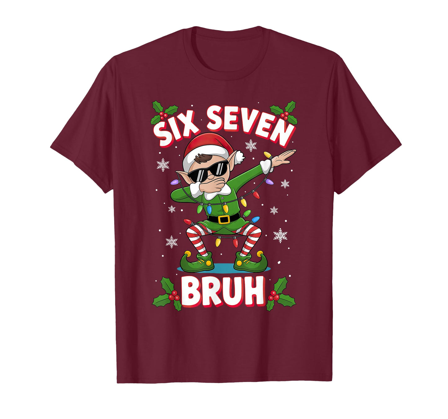 Dabbing Elf Six Seven Bruh Christmas 67 Meme Xmas T-Shirt