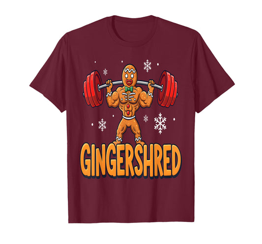 Christmas Gingershred Gym Bodybuilding Funny Gingerbread T-Shirt