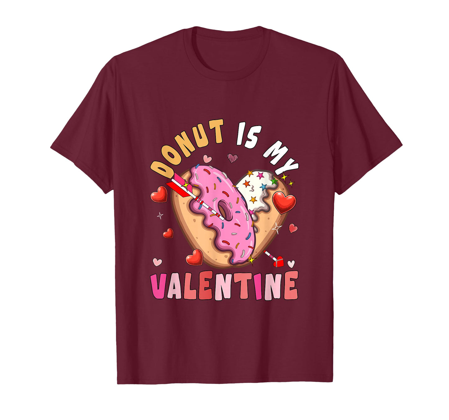 Donut is My Valentine Hearts Matching Food Lover Family Kids T-Shirt