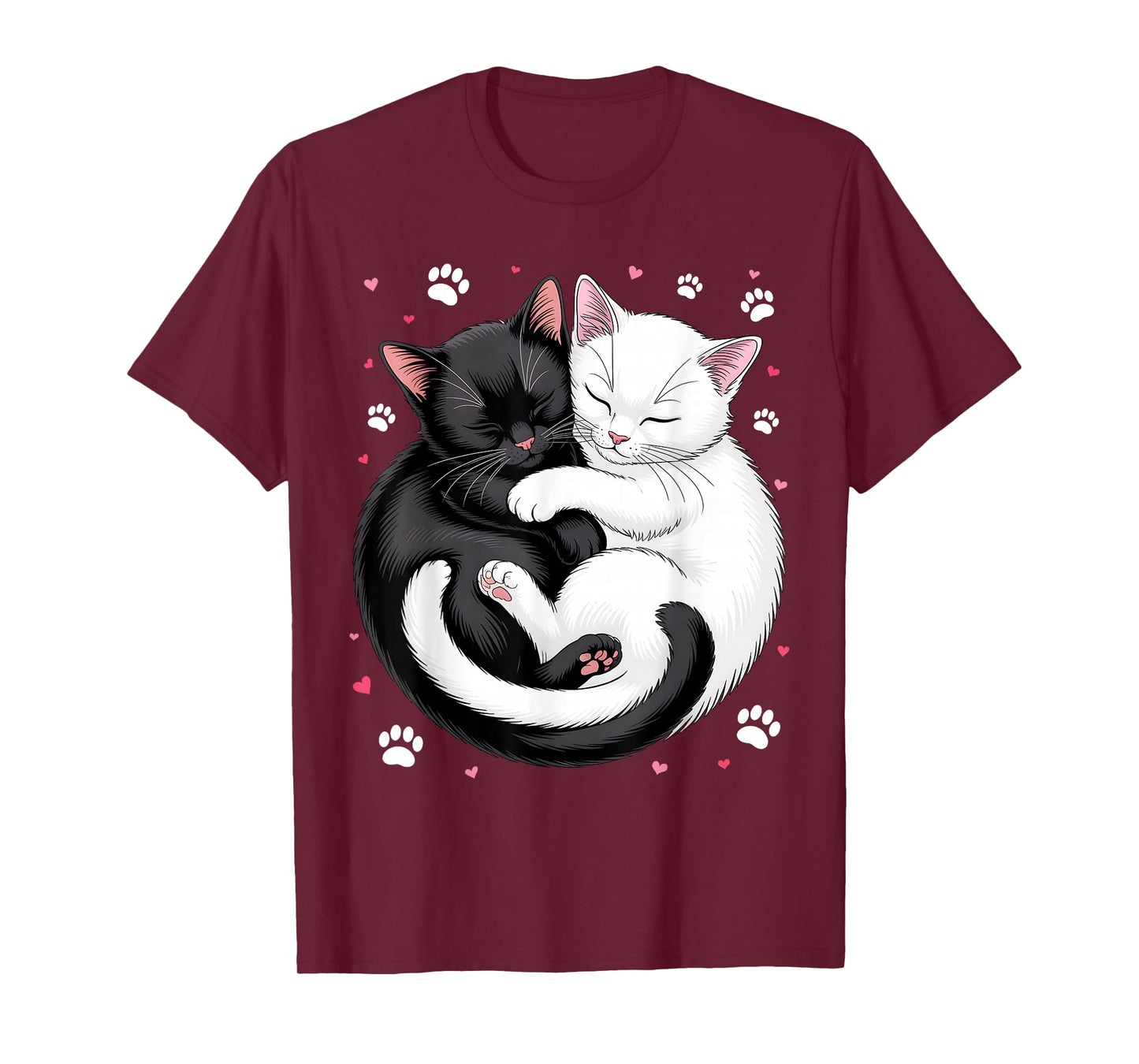 Yin and Yang Pet Cat Black White Cats T-Shirt