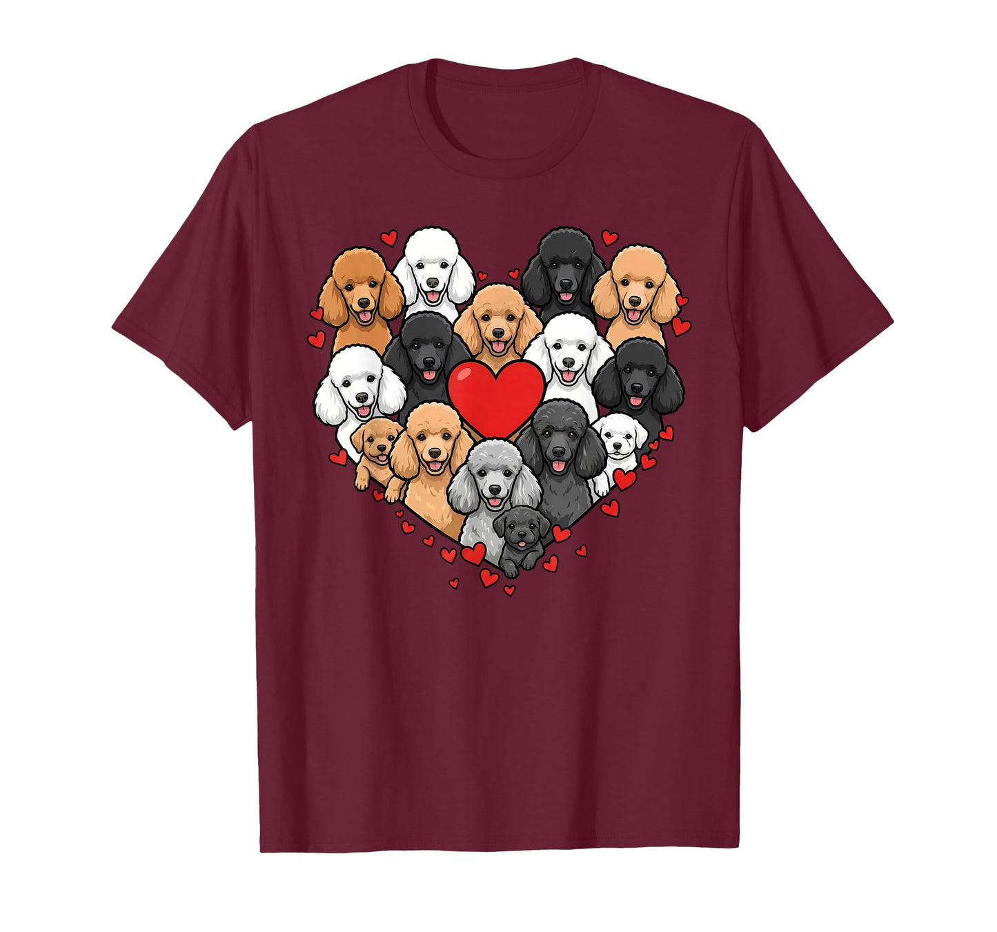 Cute Poodle Heart Love Dog Pet Valentine T-Shirt