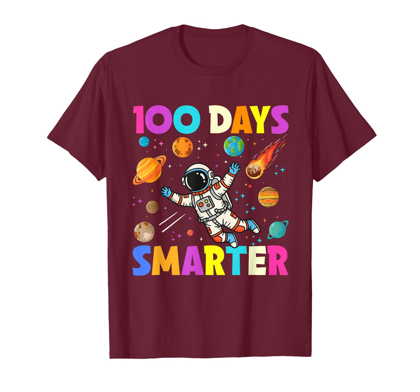 100 Days Smarter 100th Day of School Astronaut Space Kids T-Shirt