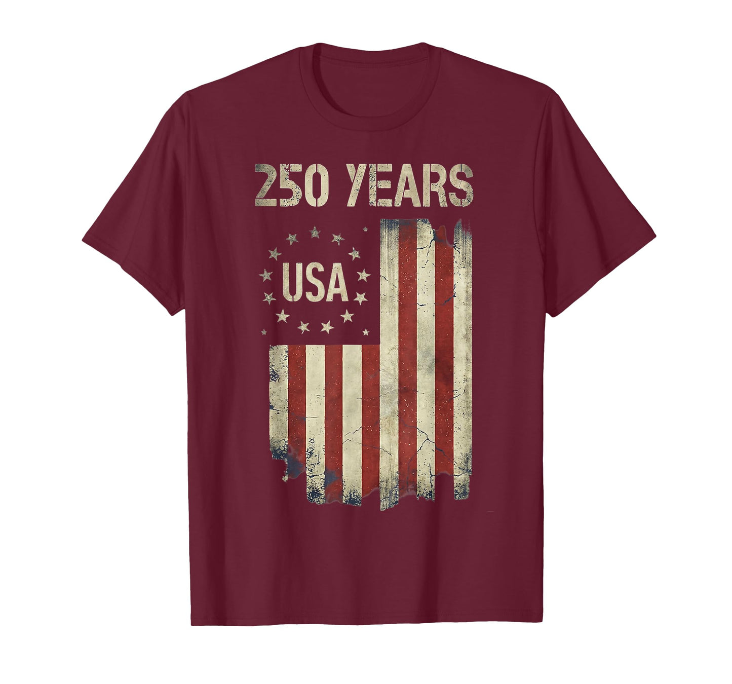 USA 250 Years Anniversary Vintage American Flag Patriotic T-Shirt
