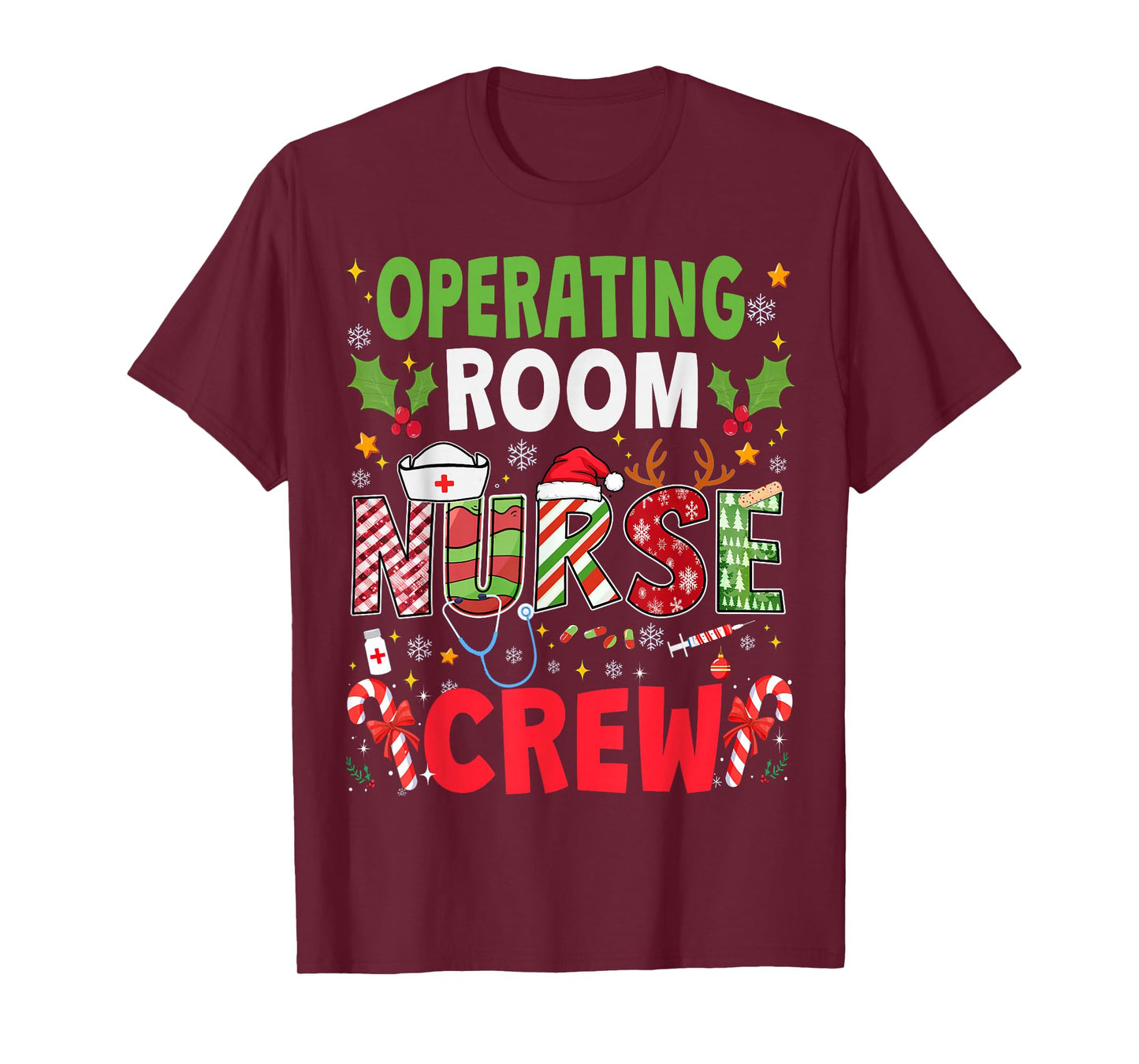 Operating Room Nurse Christmas Crew Funny Xmas Nurse Pajama T-Shirt