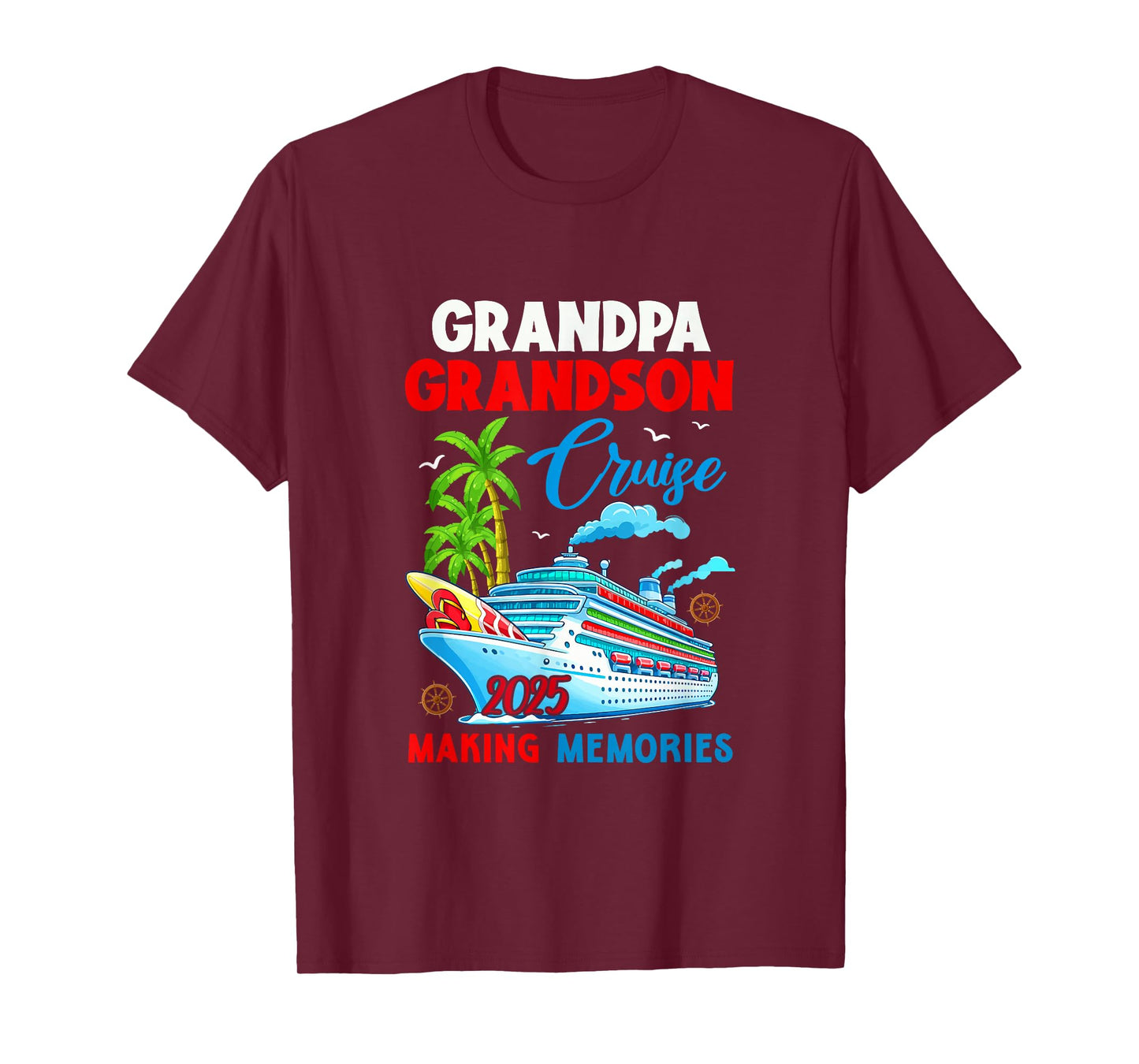 Grandpa Grandson Cruise 2025 Memories Christmas Family Kids T-Shirt