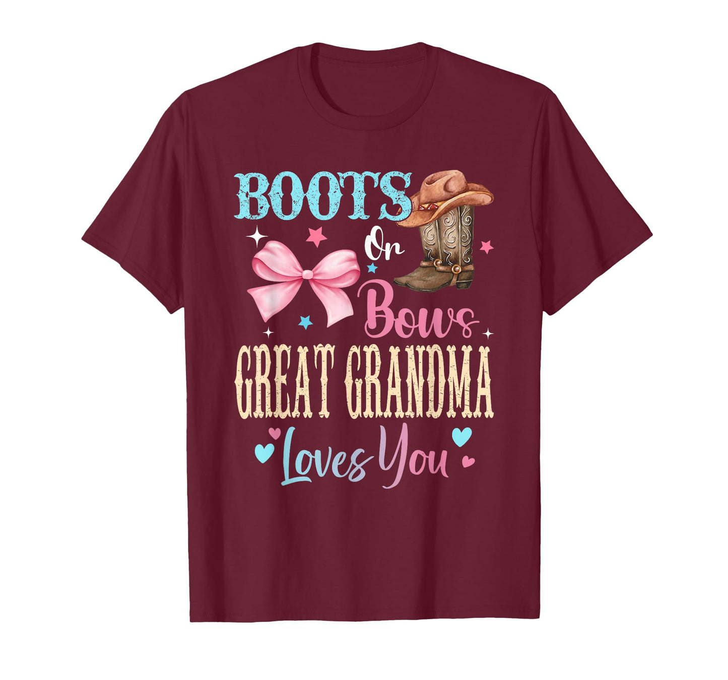 Boots or Bows Great Grandma Loves You Gender Reveal Family T-Shirt