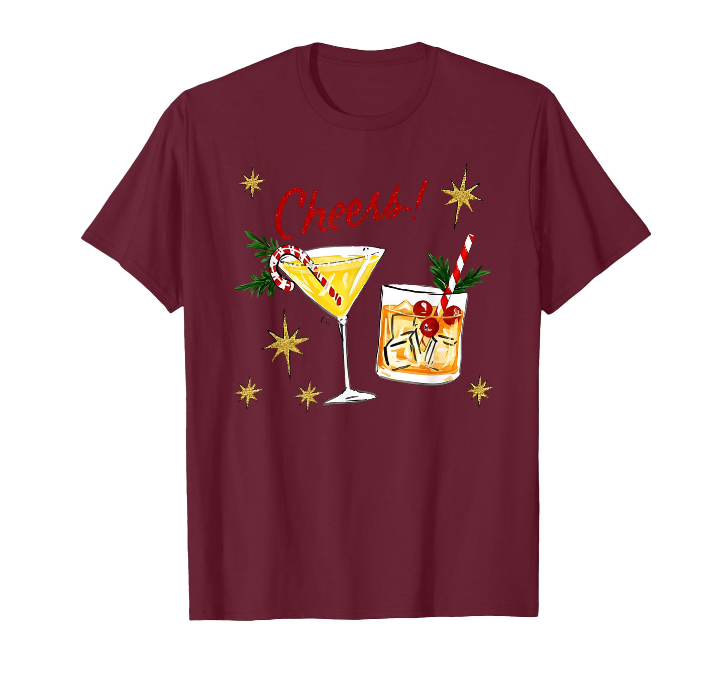 Full of Holiday Spirit Cheers Martini Christmas Drinks Women T-Shirt