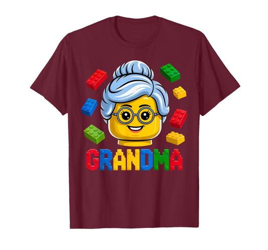 Family Grandma Master Builder Building Brick Blocks Kids T-Shirt