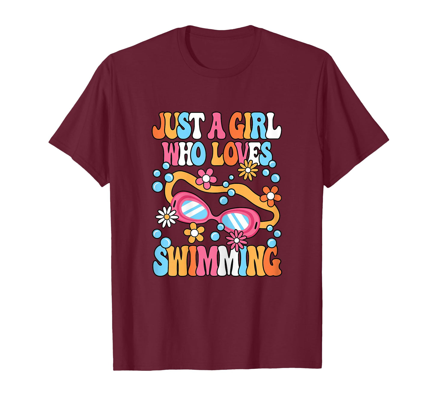 Just A Girl Who Loves Swimming Groovy Cute Swimmer Swim Kids T-Shirt