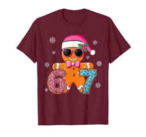 Gingerbread Six Seven 67 Meme 6 7 Funny Christmas Boys Kids T-Shirt