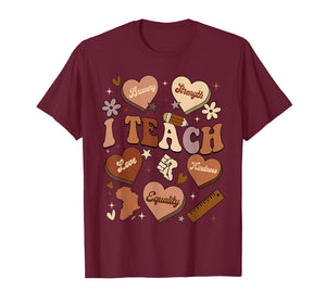 Black History Month I Teach Melanin Hearts Black Teacher T-Shirt