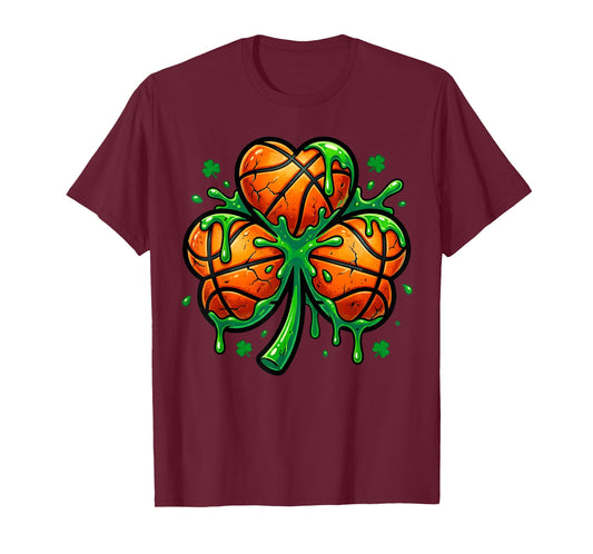 St Patricks Day Shamrock Basketball for Men and Women T-Shirt