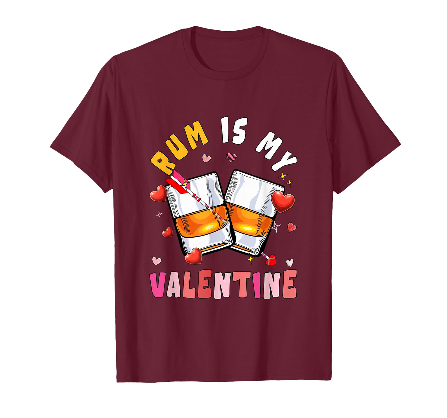 Rum is My Valentine Hearts Matching Drinker Family Couple T-Shirt