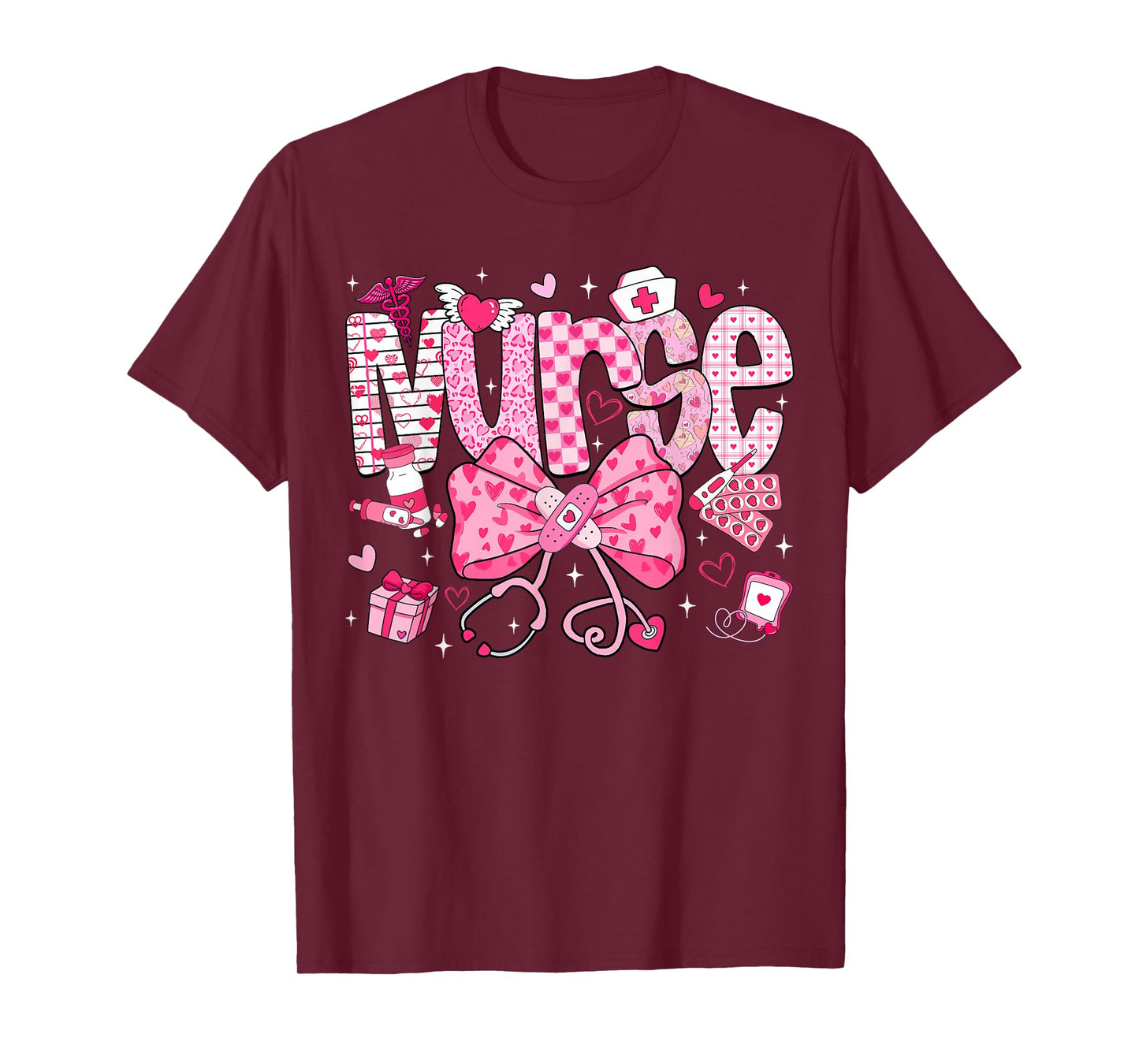Nurse Valentine's Day Heart Stethoscope ER ICU NICU RN Nurse T-Shirt
