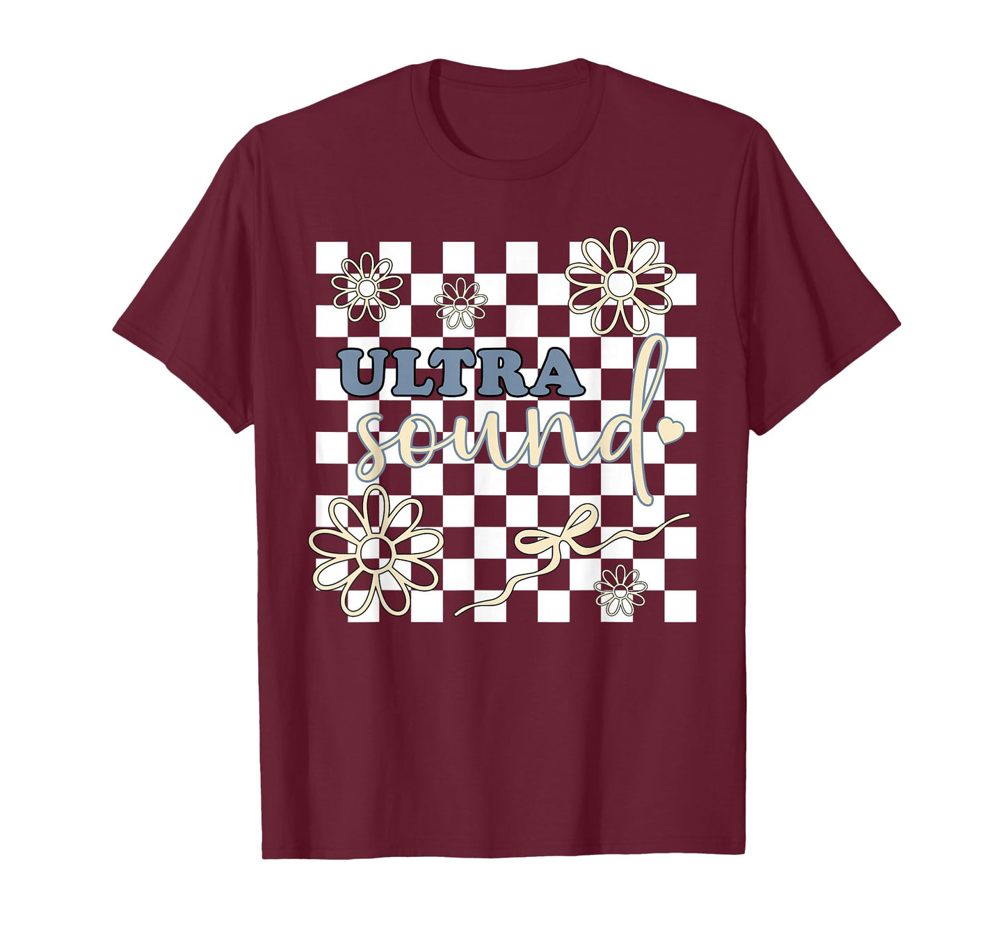 Retro Ultrasound Tech Floral Bow Sonographer RDCS Sonography T-Shirt