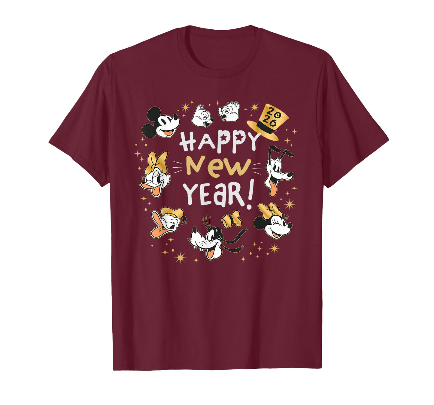 Disney Mickey & Friends Happy New Year 2026 Retro Party T-Shirt