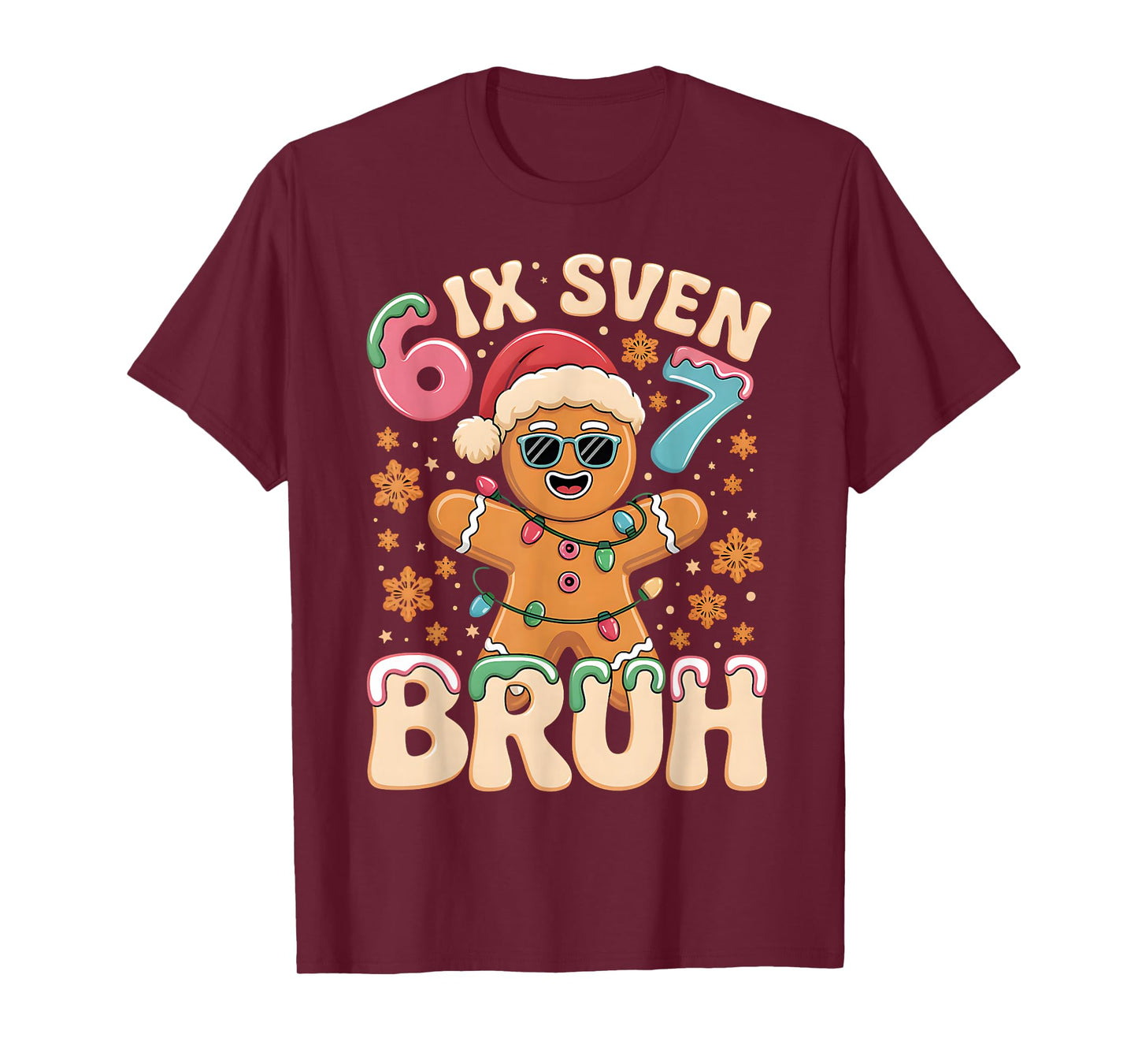 Bruh 67 Christmas Six Seven Gingerbreadman Boys 67 Christmas T-Shirt