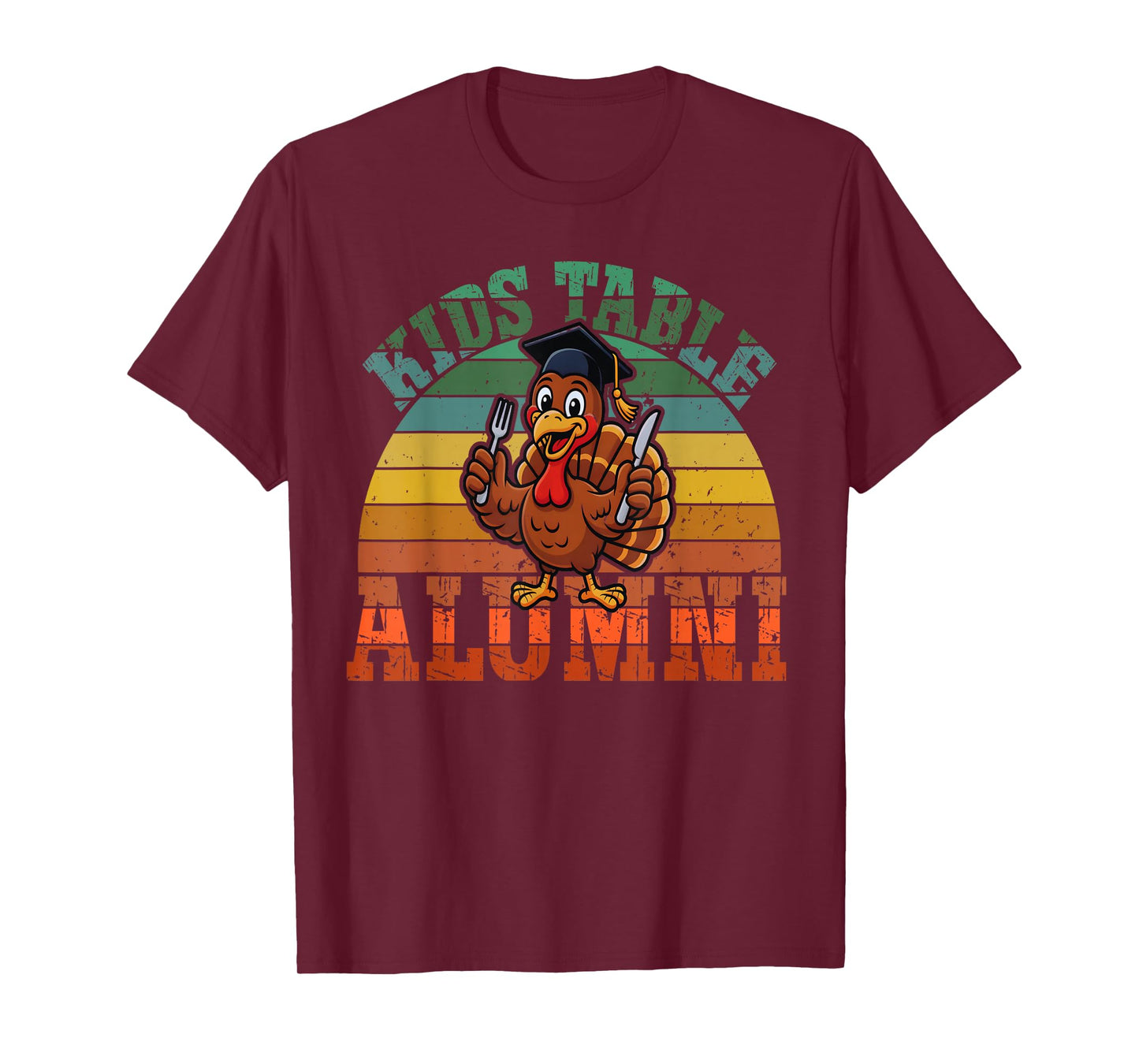 Retro Thanksgiving Turkey Graduate Kids Table Alumni Teens T-Shirt