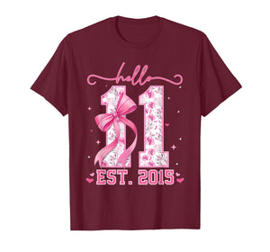 Hello Eleven Est 2015 Pink Coquette Bow 11th Birthday Girl T-Shirt