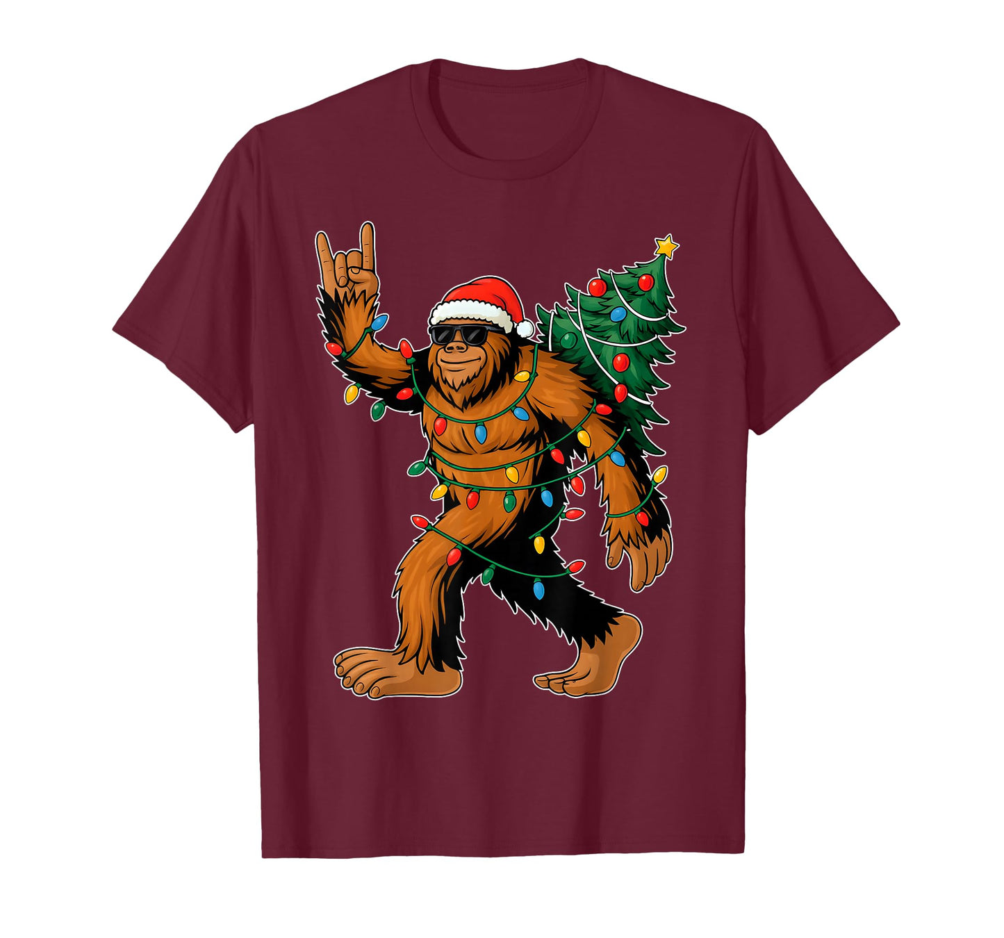 Most Wonderful Christmas Bigfoot Christmas Tree Lights Xmas T-Shirt