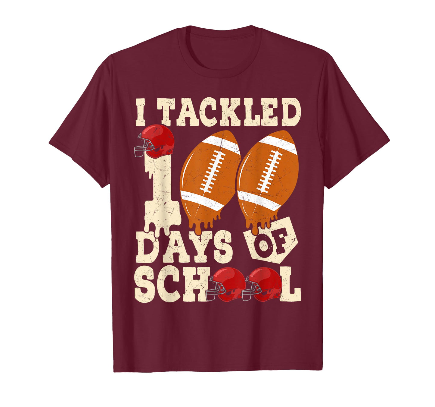 100 Days of School Boys Kids 100th Day of School Football T-Shirt