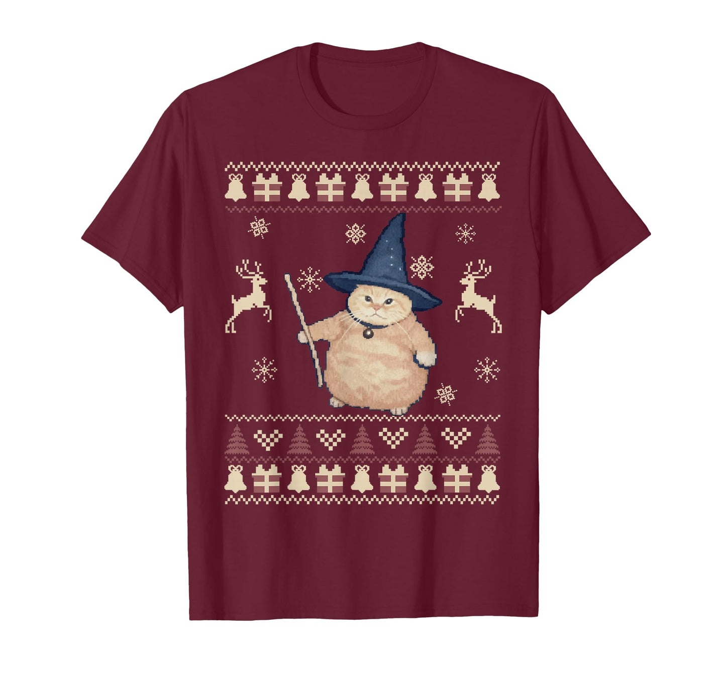 Wizard Cat Funny Halloween Christmas Ugly Sweater Silly Cat T-Shirt