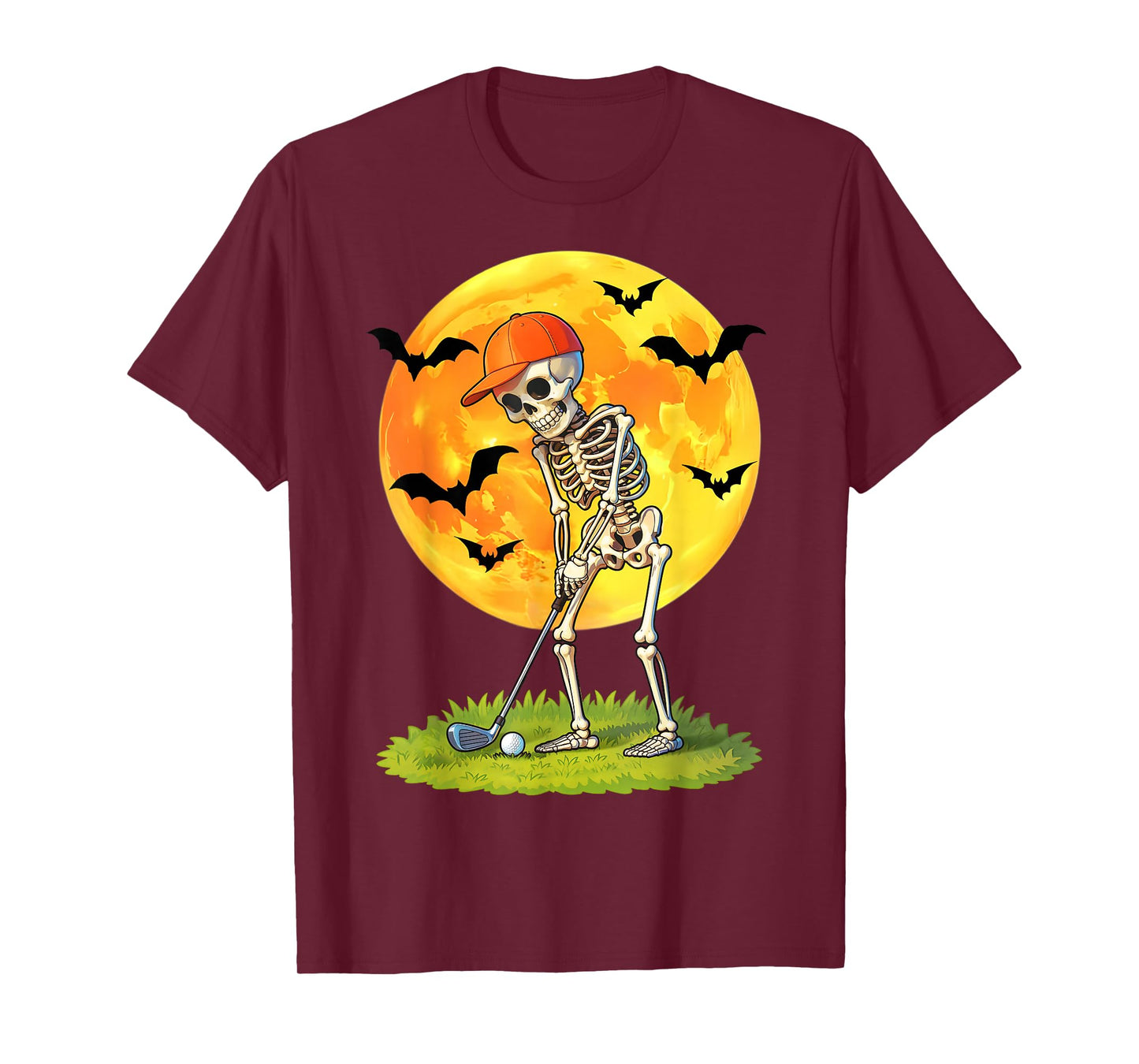 Skeleton Golf Player Halloween Golfer Funny Golfing Men Dad T-Shirt