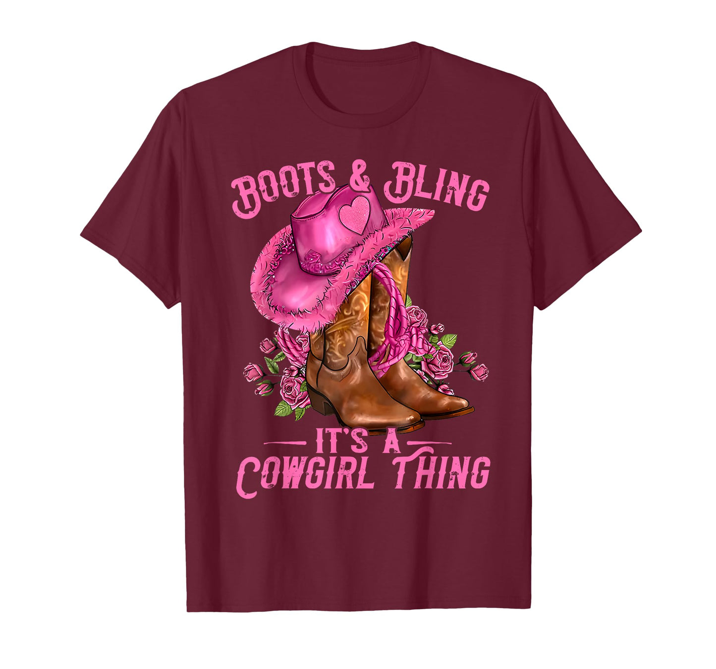 Western Rodeo Cowgirls Boots and Bling It's A Cowgirl Thing T-Shirt