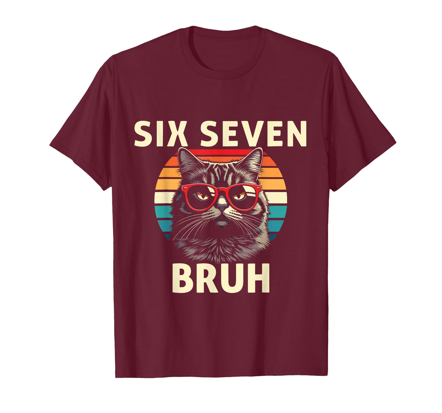 Cool Retro Six Seven Bruh Cat Sunglasses Meme 67 T-Shirt