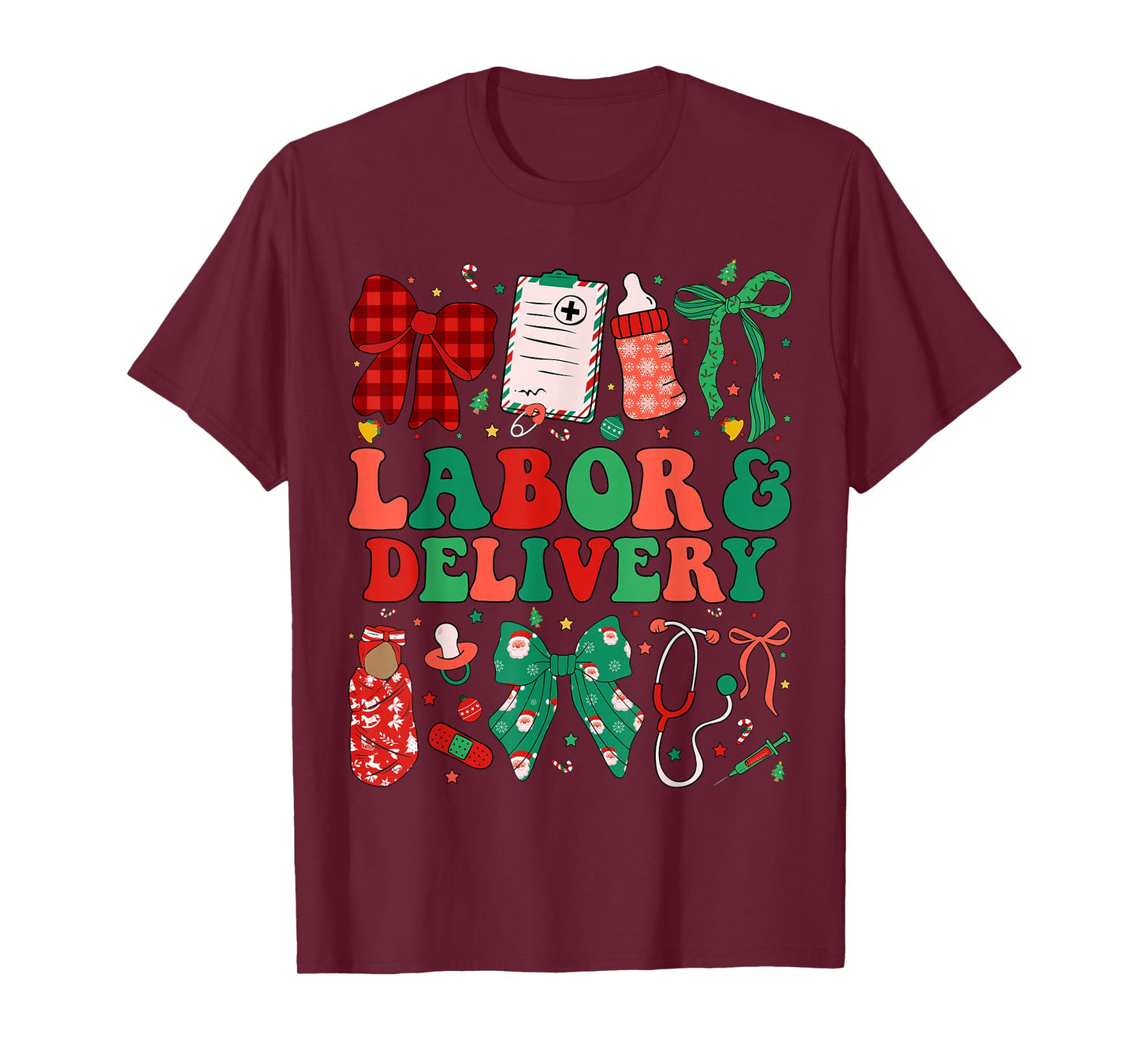 Labor and Delivery Nurse Christmas L&D Nursing Xmas T-Shirt