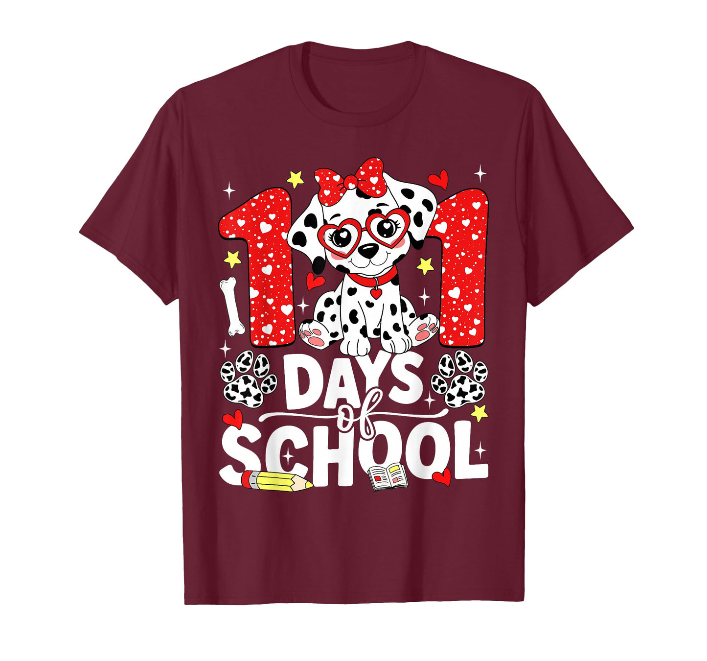 100 Days of School Cute Dalmatian Dog 100 Days Smarter Girls T-Shirt