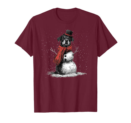 Funny Rottweiler Dog Christmas Snowman Xmas Pajama T-Shirt