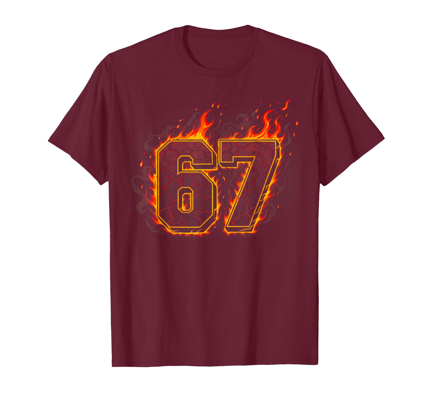 Six Seven 67 Meme Flames Fire Funny Gen Alpha Slang Kids T-Shirt