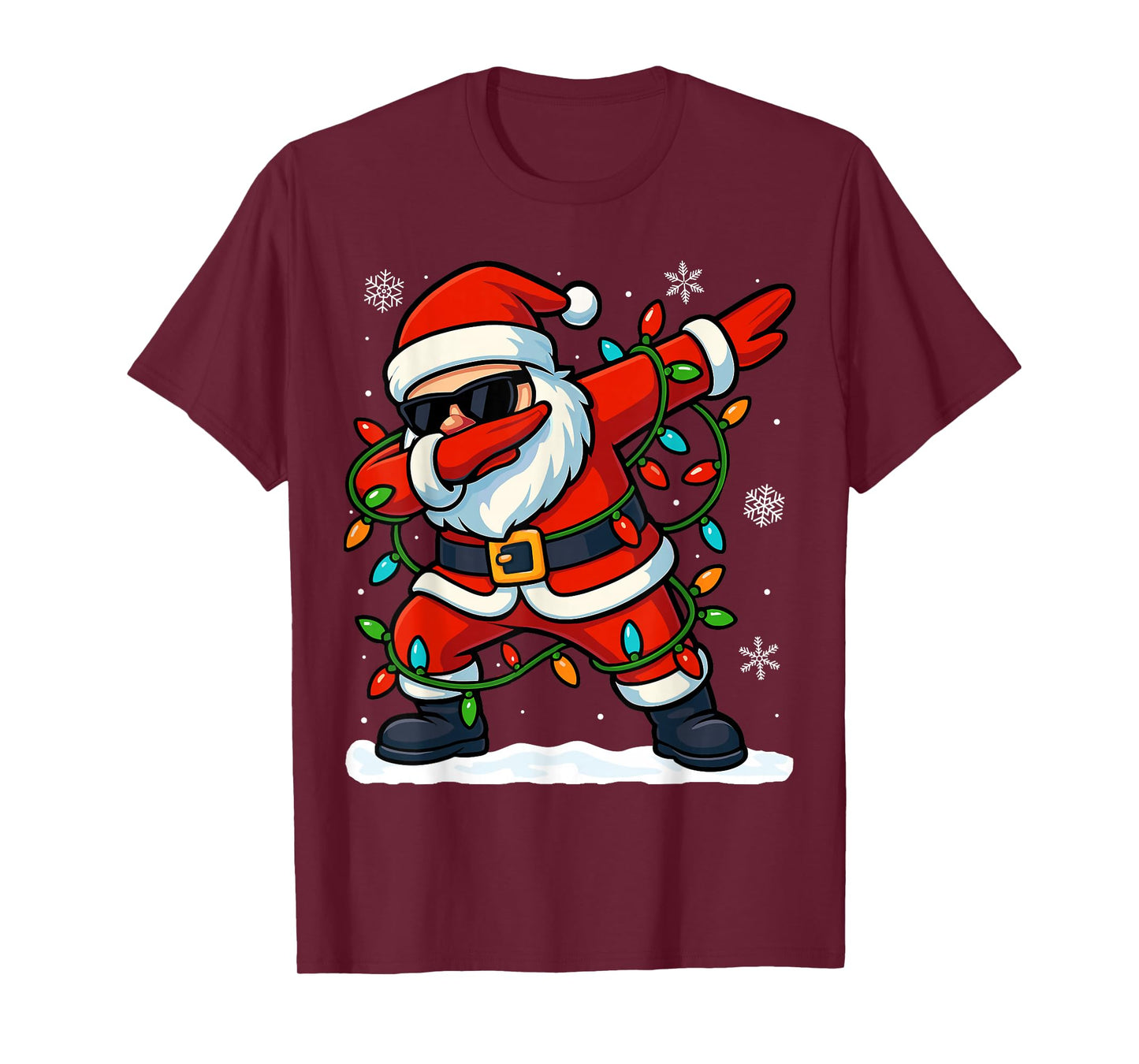 Dabbing Santa Christmas Girls Xmas Lights Boys Christmas T-Shirt