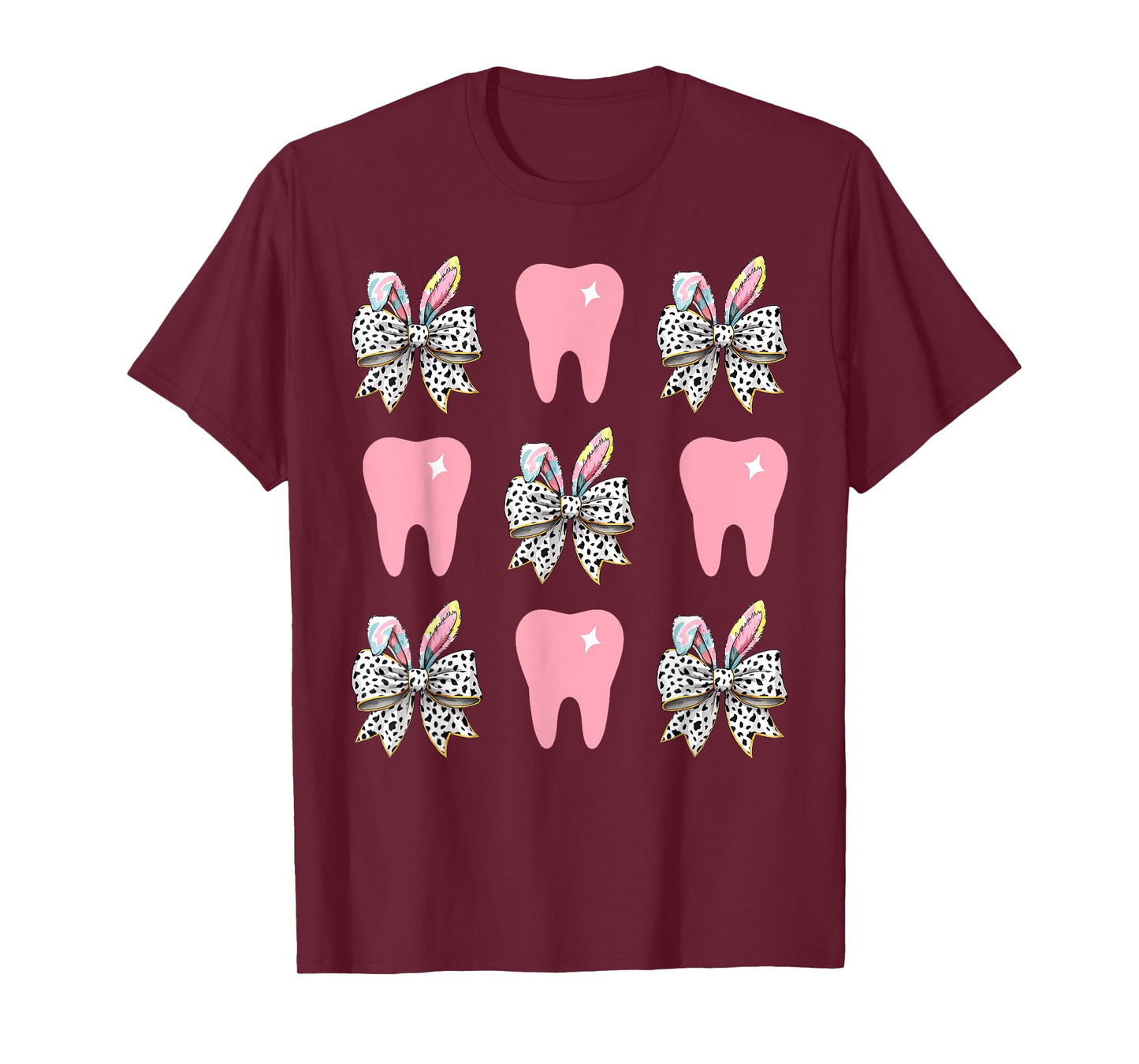 Dental Hygienist Tooth Coquette Bow Bunny Easter Dentist T-Shirt