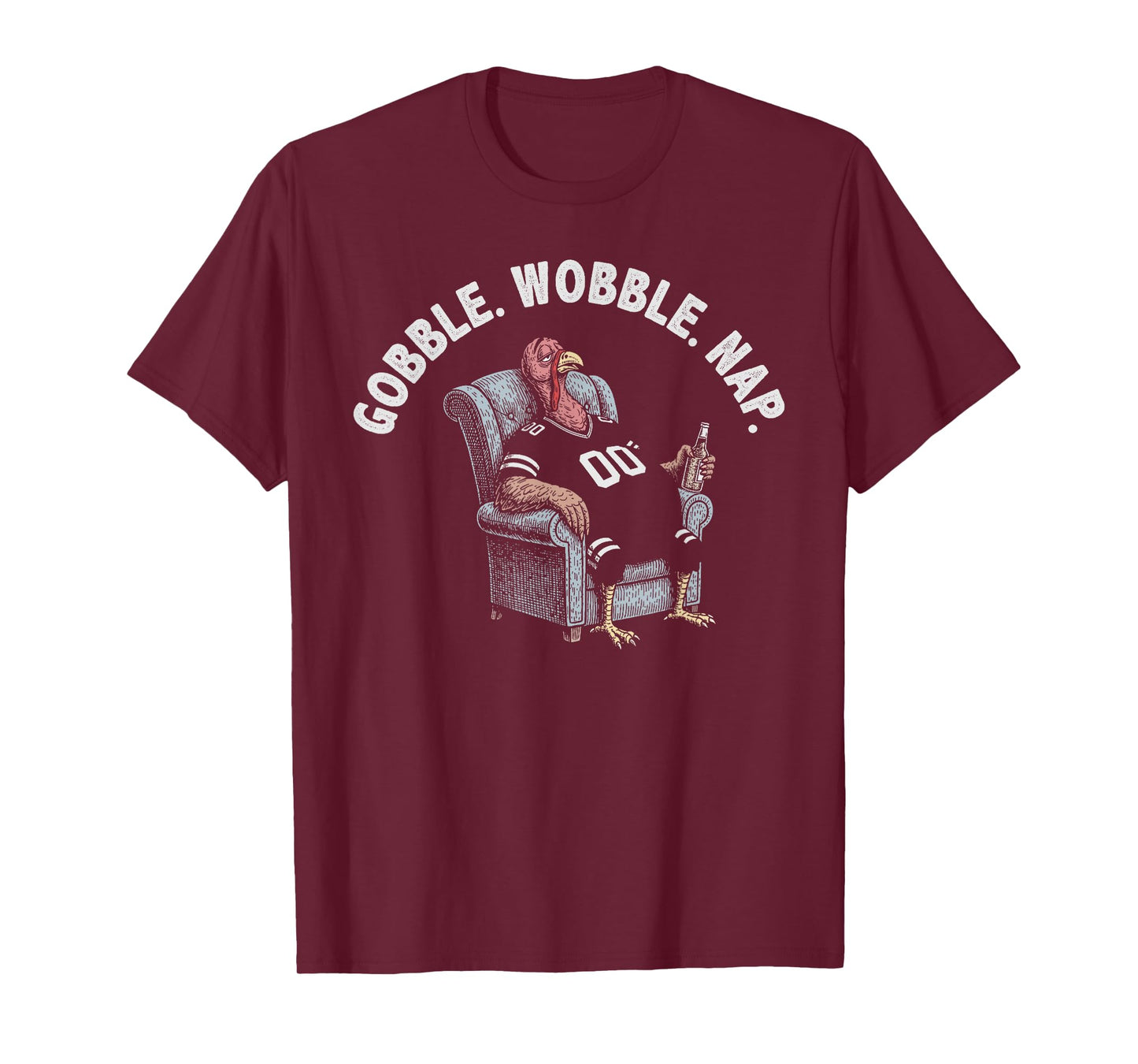 Funny Thanksgiving Tired Turkey T-Shirt - Gobble Wobble Nap T-Shirt