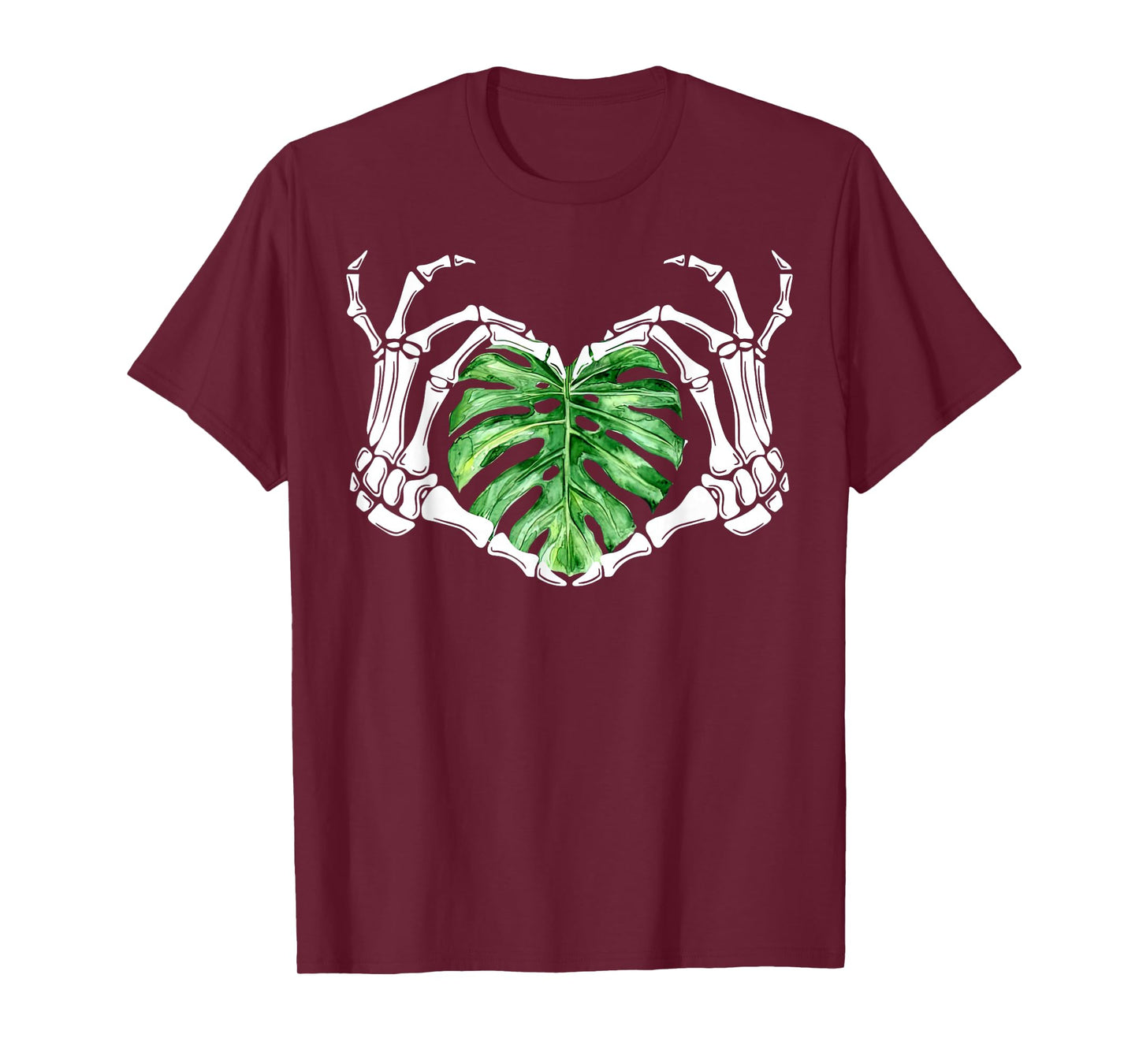 Skeleton Hands Heart Monstera Houseplant Botanical Gardening T-Shirt