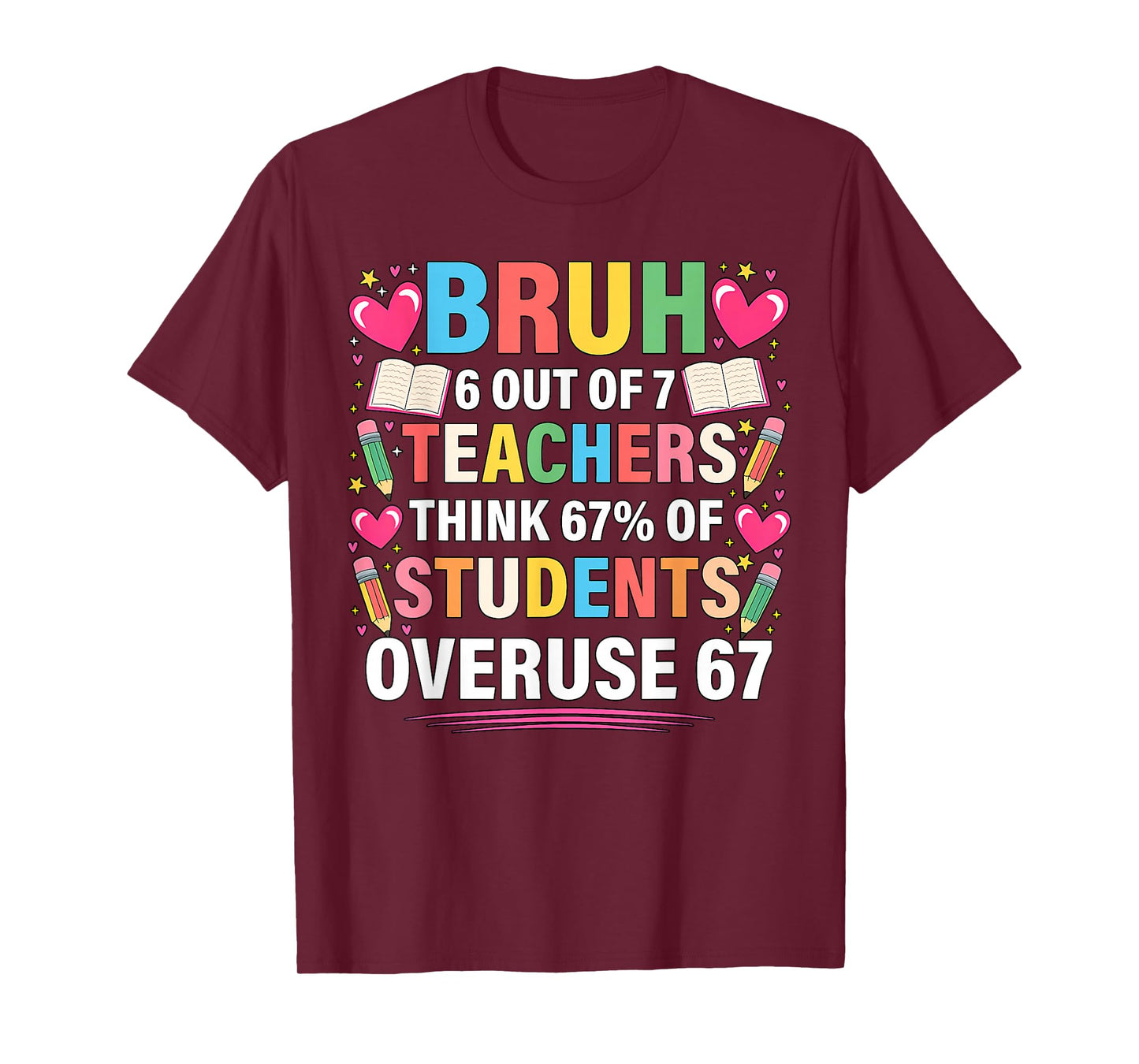 6 Out of 7 Teachers Think 67% of Students Overuse 67 Meme T-Shirt