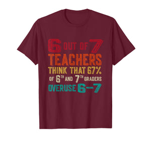 6 Out of 7 Teachers Think That 67% of 6th and 7th Graders T-Shirt