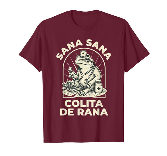 Funny Frog Sana Sana Colita De Rana Cute Mexican Nurse Retro T-Shirt
